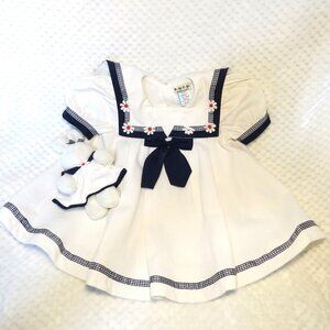 Baby Togs Childrenswear Sailor dress with matching stuffed bunny Size 18 Mos
